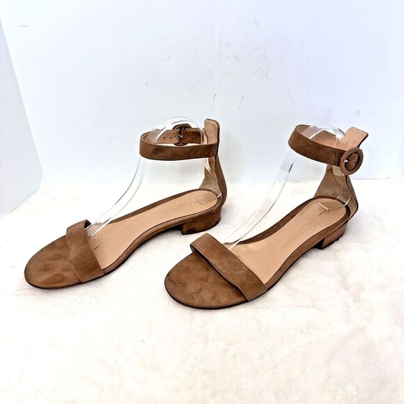 Gianvito Rossi Portofino Beige Suede Buckle-Fastening Sandals Sz 10 Italy $ 795 - Picture 7 of 16